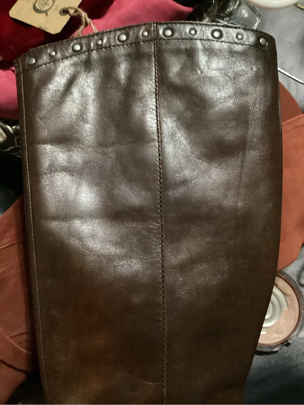 Born Brown Studded Over-the-Knee Leather Boots